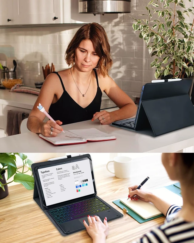 Alt view image 7 of 7 - Universal Touchpad Keyboard Case for 9.7,10.1,10.2,10.5",10.9",11" | ipad/Samsung Tablet, Rainbow Backlight TrackPad Keyboard with Type-C Charging Port fit 9.7-11 inch Android (Black)