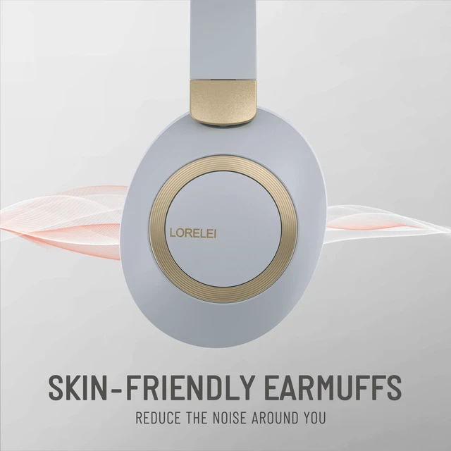 Alt view image 4 of 6 - B-C6 Wireless Over Ear Headphones, 50H Playtime Foldable Lightweight Bluetooth Headsets, Deep Bass, Built-in Microphone, Memory Foam Earmuff, for Travel, Home Office (Smoke Gray)