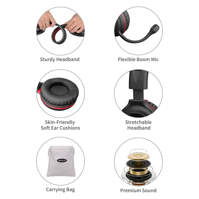 Alt view image 5 of 7 - Kids Wired Headphones with Boom Mic for School, iPad & PC, Students | 330° Flexible Swivel Boom Mic with One-Touch Mute, 75/85/94dB Volume Limiting, Foldable Headset for K12, Gaming & E-Learning