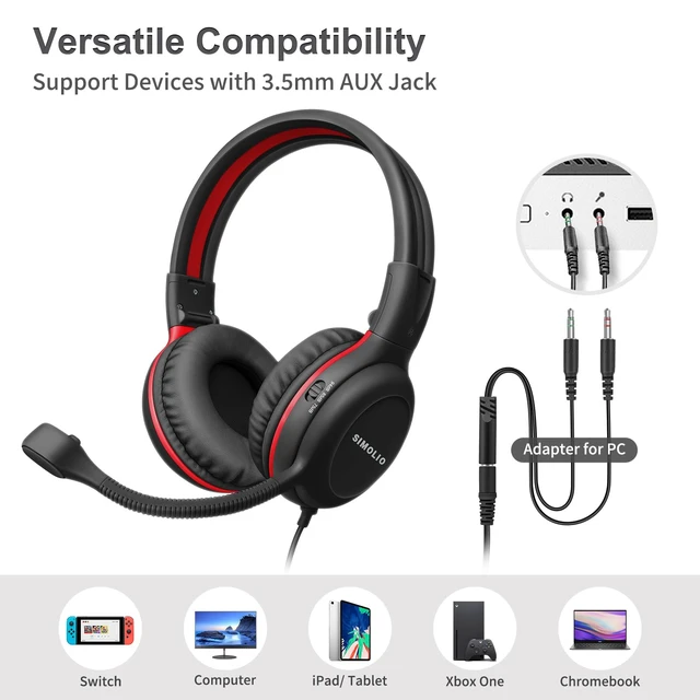 Alt view image 6 of 7 - Kids Wired Headphones with Boom Mic for School, iPad & PC, Students | 330° Flexible Swivel Boom Mic with One-Touch Mute, 75/85/94dB Volume Limiting, Foldable Headset for K12, Gaming & E-Learning