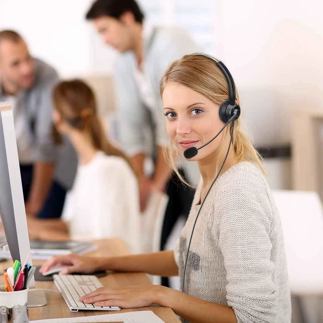 Alt view image 3 of 7 - Phone Headsets RJ9 with Noise Cancelling Mic for Polycom VVX Phones | Office Telephone Headset, Works with Polycom VVX201 VVX250 VVX350 VVX311 VVX310 VVX400 VVX410 VVX411 VVX500 Landline Phones