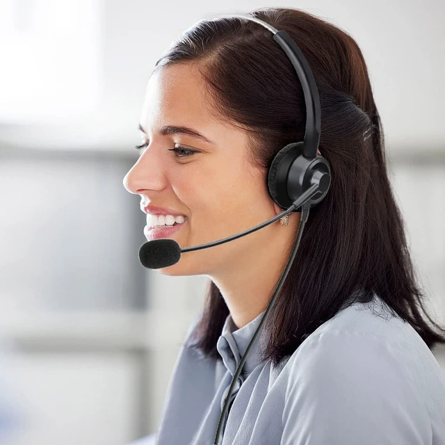 Alt view image 5 of 7 - Phone Headsets RJ9 with Noise Cancelling Mic for Polycom VVX Phones | Office Telephone Headset, Works with Polycom VVX201 VVX250 VVX350 VVX311 VVX310 VVX400 VVX410 VVX411 VVX500 Landline Phones