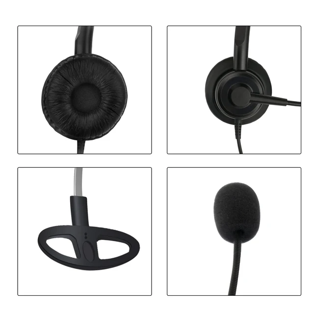 Alt view image 6 of 7 - Phone Headsets RJ9 with Noise Cancelling Mic for Polycom VVX Phones | Office Telephone Headset, Works with Polycom VVX201 VVX250 VVX350 VVX311 VVX310 VVX400 VVX410 VVX411 VVX500 Landline Phones