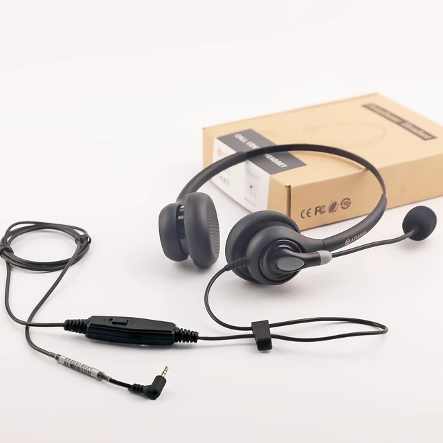 Alt view image 7 of 7 - Cordless Phone Headset with Microphone, 2.5mm Jack Telephone Headset for Office Landline, Noise-Cancelling Mic & Volume Control, Wired Headphones Compatible with Panasonic AT&T Vtech Uniden