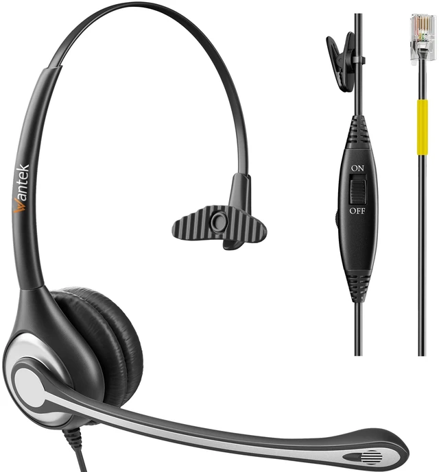 Main image of Phone Headset with Microphone Noise Cancelling, RJ9 Office Telephone Headsets Compatible with Yealink T20P T21P T26P T23G T46G T48G T42S T46S Avaya 1608 9608 9611 Grandstream Panasonic Snom