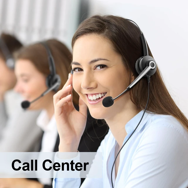 Alt view image 7 of 7 - Phone Headset 2.5mm Jack with Microphone & Volume Control, Noise Cancelling Telephone Headsets for Panasonic Vtech AT&T, Cisco, Polycom, Gigaset Cordless Landline Office PhonesBlack