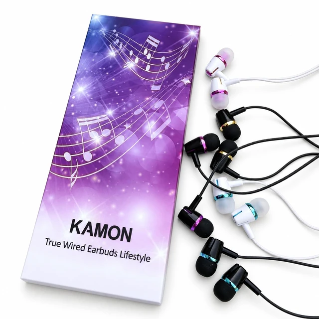 Alt view image 6 of 7 - Wired Earbud 5 Pack 3.5mm Plug, Stereo Headphone with Microphone, K1 | Bass-heavy sound in-Ear, Tangle-Free design Eearphones for iPhone, Android, Smartphone, iPod iPad MP3 Fits All 3.5mm Jacks