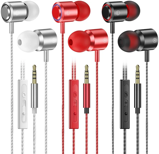 Main image of 3 Pack Wired Earbuds with Microphone, In-Ear Headphones Wired with Noise Blocking &Volume Control, Premium Sound& Lightweight Corded Earphones for Laptops, Tablets, MP3 & Most 3.5mm Interface Devices
