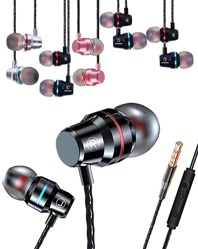 Main image of Earbuds Wired 5 Pack - Headphone in Ear with Microphone, Noise Isolating Metal Wired Earbuds, Earphones with Powerful Heavy Bass Stereo, Compatible with All 3.5mm Interface