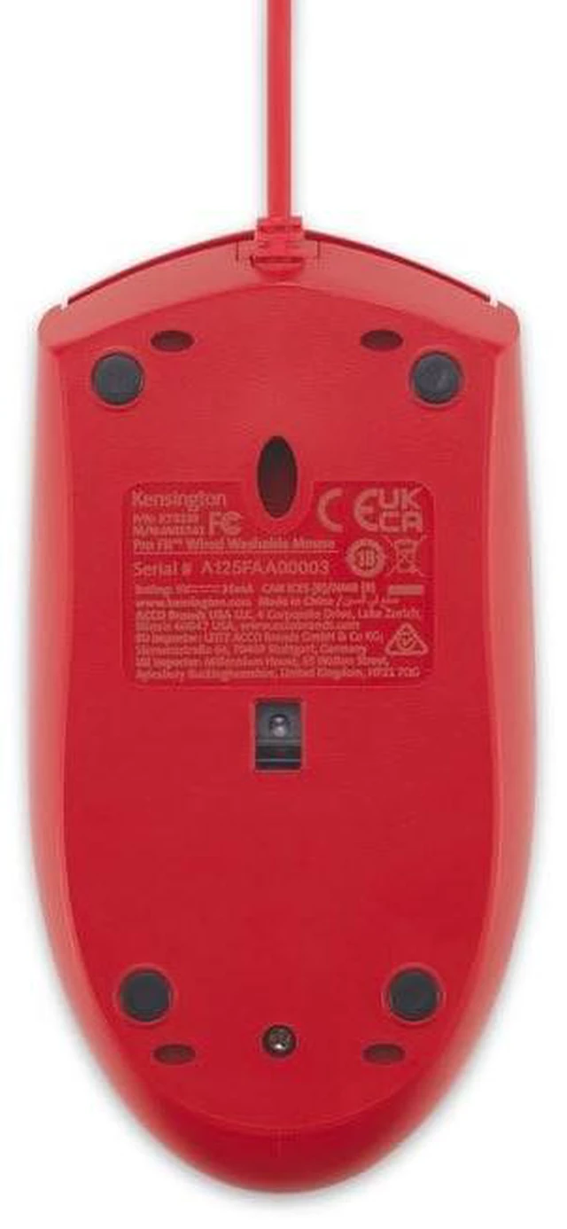 Alt view image 4 of 6 - Pro Fit Wired Washable USB Computer Mouse K75239US, Red | Rinses clean under running water, withstands alcohol and bleach wipes, 1600 dpi sensor, 3 buttons, ambidextrous shape