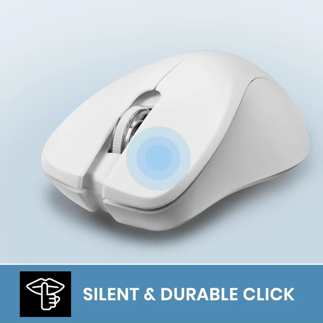 Alt view image 2 of 7 - PERIMICE-621W Wireless Mouse - Silent Click with Ergo Design - Compatible for Desktop and Laptop PC - Wireless 2.4 GHz - White