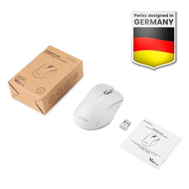 Alt view image 7 of 7 - PERIMICE-621W Wireless Mouse - Silent Click with Ergo Design - Compatible for Desktop and Laptop PC - Wireless 2.4 GHz - White