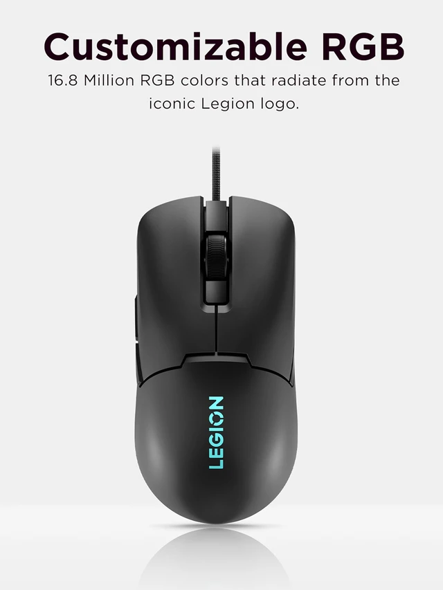 Alt view image 6 of 7 - Legion M300s RGB Wired Gaming Mouse - 8,000 DPI Adjustable Sensor, 6 Programmable Buttons & 20-Million Clicks Durability with Optimized Comfort (Black)