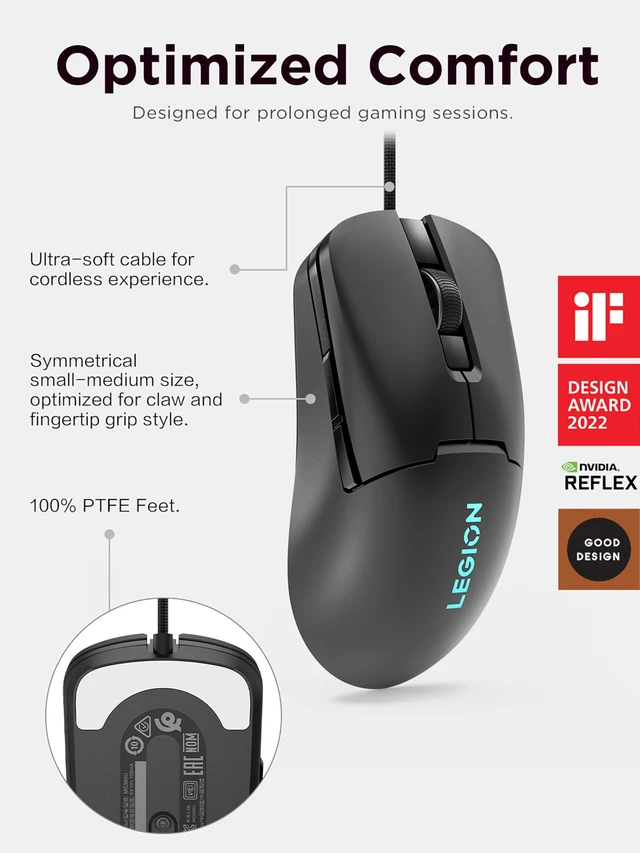 Alt view image 4 of 7 - Legion M300s RGB Wired Gaming Mouse - 8,000 DPI Adjustable Sensor, 6 Programmable Buttons & 20-Million Clicks Durability with Optimized Comfort (Black)