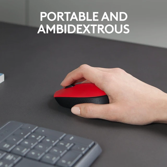 Alt view image 3 of 7 - M170 Compact Ambidextrous 2.4 GHz Wireless Mouse - Red | Ambidextrous mouse with 2.4 GHz USB-A Nano Receiver, Optical Tracking, 12-Months Battery Life, PC, Mac, Laptop compatible