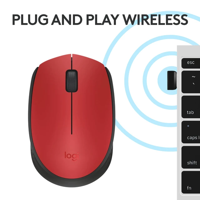 Alt view image 6 of 7 - M170 Compact Ambidextrous 2.4 GHz Wireless Mouse - Red | Ambidextrous mouse with 2.4 GHz USB-A Nano Receiver, Optical Tracking, 12-Months Battery Life, PC, Mac, Laptop compatible