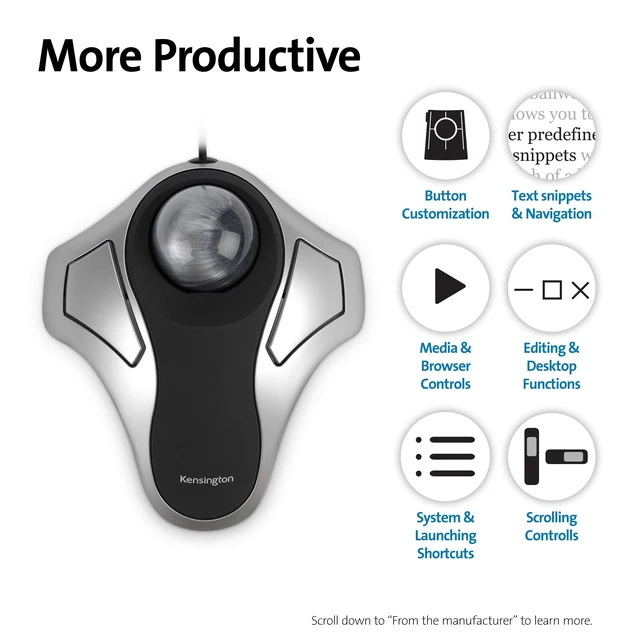 Alt view image 5 of 6 - Orbit Trackball Mouse (K64327F), Silver/Black