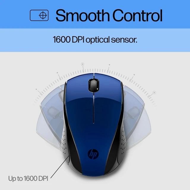 Alt view image 6 of 7 - X3000 G3 Wireless Mouse - Blue, 15-Month Battery, Side Grips for Control, Travel-Friendly, Blue LED, Powerful 1600 DPI Optical Sensor, Compatible with Wins PC/Laptop, Mac, Chromebook (683N8AA#ABL)