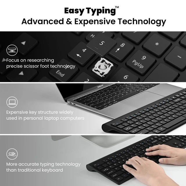 Alt view image 4 of 7 - Full Size Wireless Keyboard and Mouse Combo - Grey | Full size quiet scissor-switch keyboard with number pad, right handed mouse, connect via single included USB-A Nano Receiver