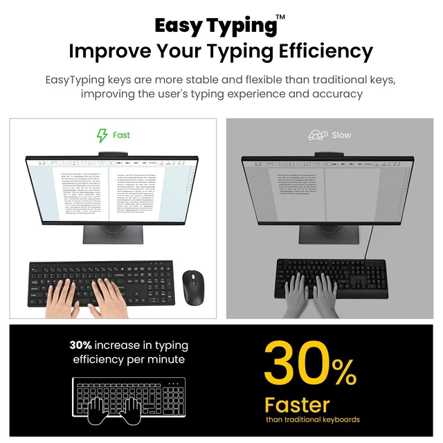 Alt view image 3 of 7 - Full Size Wireless Keyboard and Mouse Combo - Grey | Full size quiet scissor-switch keyboard with number pad, right handed mouse, connect via single included USB-A Nano Receiver