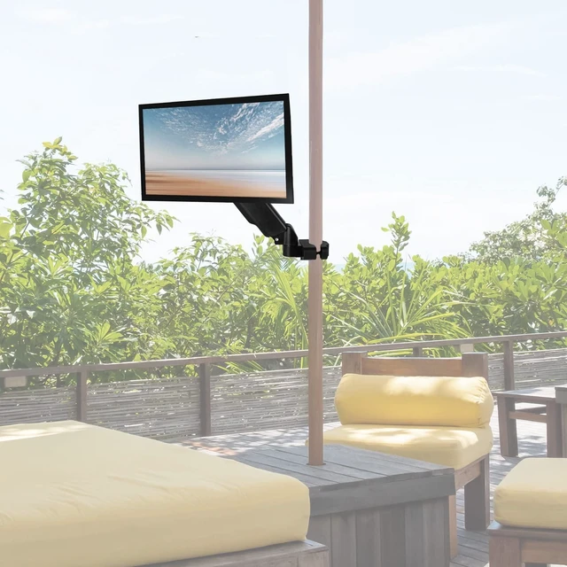 Alt view image 6 of 7 - Black Pole Mounted Monitor Arm, 17-32 in Screens, MOUNT-POLE05A | Universal, Full Motion Articulating Pneumatic Arm, 75mm and 100mm VESA Plate, Fits 1.1-2.4 in Diameter Poles, Holds 17.6 lbs