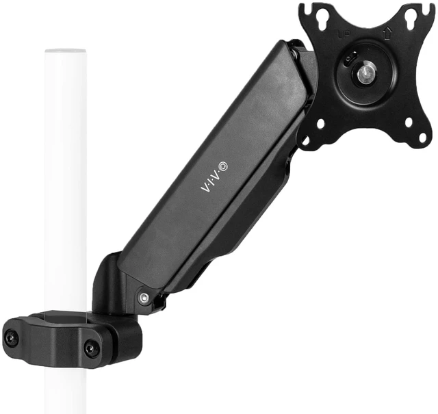 Main image of Black Pole Mounted Monitor Arm, 17-32 in Screens, MOUNT-POLE05A | Universal, Full Motion Articulating Pneumatic Arm, 75mm and 100mm VESA Plate, Fits 1.1-2.4 in Diameter Poles, Holds 17.6 lbs