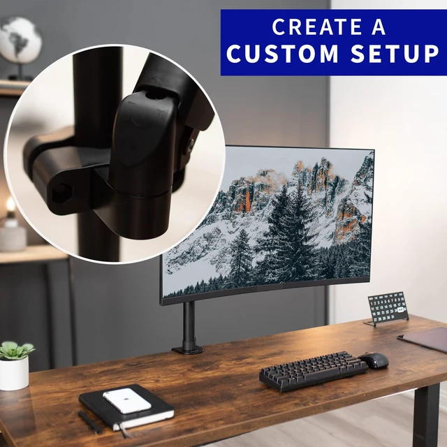 Alt view image 5 of 7 - Black Pole Mounted Monitor Arm, 17-32 in Screens, MOUNT-POLE05A | Universal, Full Motion Articulating Pneumatic Arm, 75mm and 100mm VESA Plate, Fits 1.1-2.4 in Diameter Poles, Holds 17.6 lbs