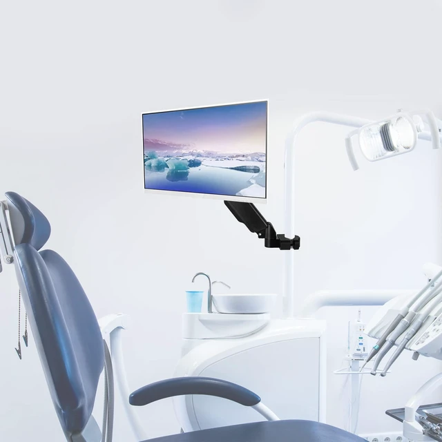 Alt view image 7 of 7 - Black Pole Mounted Monitor Arm, 17-32 in Screens, MOUNT-POLE05A | Universal, Full Motion Articulating Pneumatic Arm, 75mm and 100mm VESA Plate, Fits 1.1-2.4 in Diameter Poles, Holds 17.6 lbs