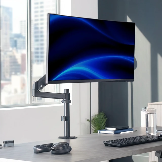 Alt view image 2 of 7 - Heavy Duty Articulating Single Pneumatic Spring Arm Desk Mount Stand, Fits 17 to 40 inch Standard Screens or Ultrawides up to 26.4 lbs with Maximum VESA 100x100mm, STAND-V101H