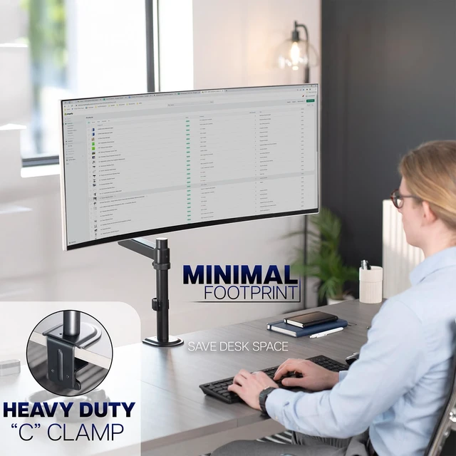 Alt view image 6 of 7 - Heavy Duty Articulating Single Pneumatic Spring Arm Desk Mount Stand, Fits 17 to 40 inch Standard Screens or Ultrawides up to 26.4 lbs with Maximum VESA 100x100mm, STAND-V101H