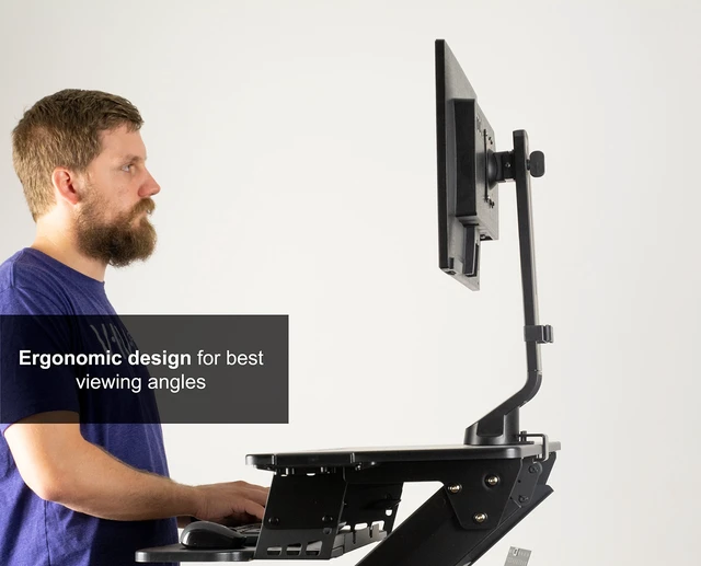 Alt view image 4 of 7 - Adjustable Single Monitor Mount for Sit-Stand Workstation, Desk Converter, Monitor Arm Fits 1 Screen up to 32 inches, STAND-V001U