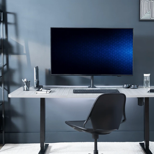 Alt view image 7 of 7 - Ultra Wide Screen TV and Monitor Desk Mount, Adjustable Height and Tilt Stand for Screens up to 42 inches, Black, STAND-V101C