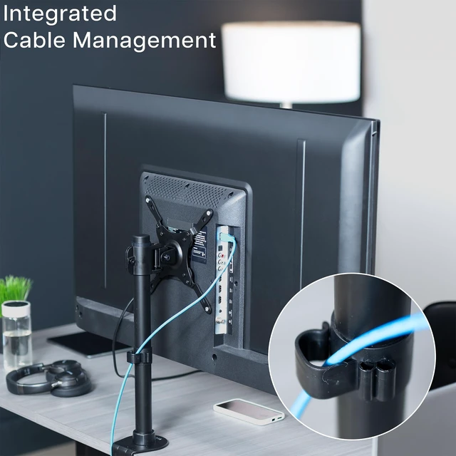 Alt view image 6 of 7 - Ultra Wide Screen TV and Monitor Desk Mount, Adjustable Height and Tilt Stand for Screens up to 42 inches, Black, STAND-V101C