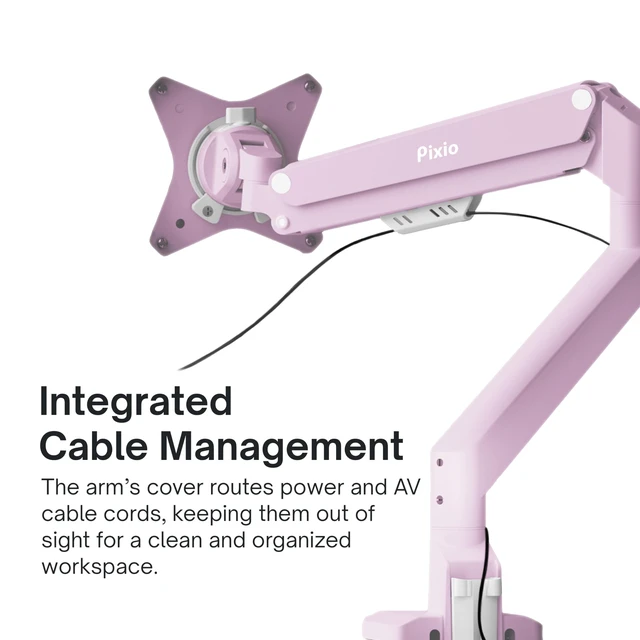 Alt view image 5 of 7 - PS1S Wave Pink Single Monitor Arm Stand Desk Mount - Fits up to 32 inches Monitors and up to 19.8lbs. VESA Compatibility and Integrated Cable Management