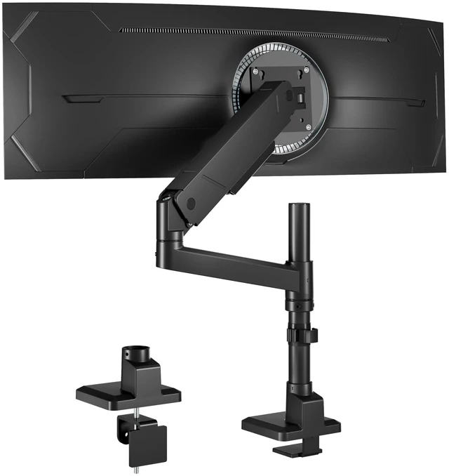 Main image of Tall Single Monitor Arm for 17 to 45 Inch Screen, Holds 35 Lbs | Adjustable Upgraded Heavy Duty Ultrawide Monitor Arm with C Clamp, Grommet Base, Cable Management, VESA 75/100mm