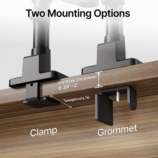 Alt view image 5 of 7 - Tall Single Monitor Arm for 17 to 45 Inch Screen, Holds 35 Lbs | Adjustable Upgraded Heavy Duty Ultrawide Monitor Arm with C Clamp, Grommet Base, Cable Management, VESA 75/100mm