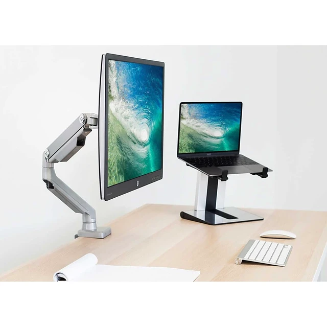 Alt view image 4 of 7 - Single Monitor Arm Desk Mount, Mechanical Spring Height Adjustable Monitor Stand for 1332 Inch Screens up to 17.6 lbs, VESA 75x75 & 100x100, C-Clamp & Grommet