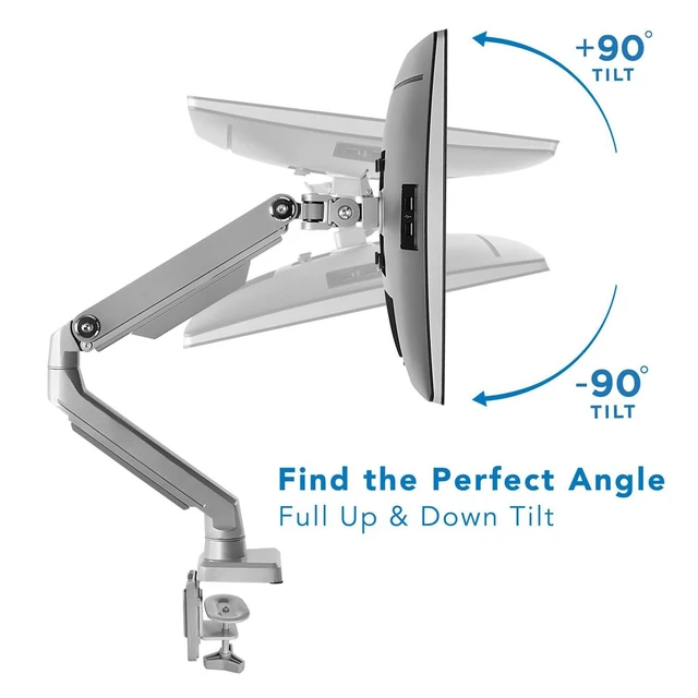 Alt view image 7 of 7 - Single Monitor Arm Desk Mount, Mechanical Spring Height Adjustable Monitor Stand for 1332 Inch Screens up to 17.6 lbs, VESA 75x75 & 100x100, C-Clamp & Grommet