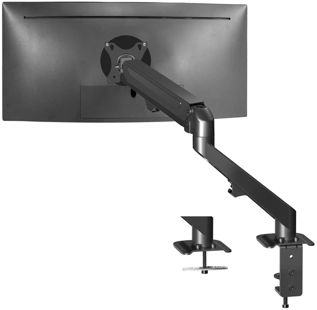 Main image of Heavy Duty Single Monitor Tension Arm for up to 27 inch Screens, Holds 14.3 lbs, Premium Desk Mount Stand, Black, STAND-V101O