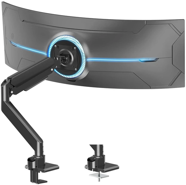 Main image of Heavy Duty Monitor Arm for 49 inch Ultrawide Screen up to 44 lbs, Single Desk Computer Mount Curved Monitor Stand for Samsung Odyssey G9, Adjustable Gas Spring VESA Mount 75x75 100x100
