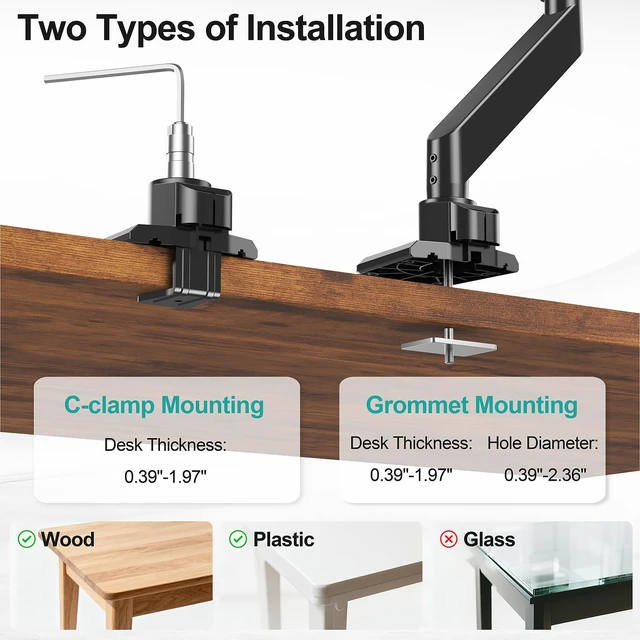 Alt view image 6 of 7 - Heavy Duty Monitor Arm for 49 inch Ultrawide Screen up to 44 lbs, Single Desk Computer Mount Curved Monitor Stand for Samsung Odyssey G9, Adjustable Gas Spring VESA Mount 75x75 100x100