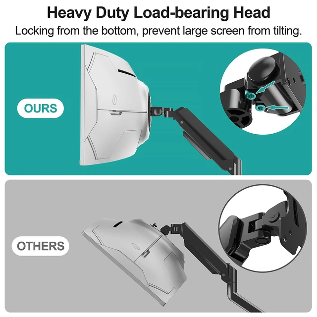 Alt view image 7 of 7 - Heavy Duty Monitor Arm for 49 inch Ultrawide Screen up to 44 lbs, Single Desk Computer Mount Curved Monitor Stand for Samsung Odyssey G9, Adjustable Gas Spring VESA Mount 75x75 100x100