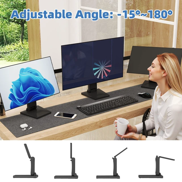 Alt view image 4 of 7 - Adjustable Metal Folding Monitor Bracket for Touch Screen with VESA Hole | Desk Mount 75x75mm&100x100mm VESA Hole All in Single PC Stand Foldable(Black)