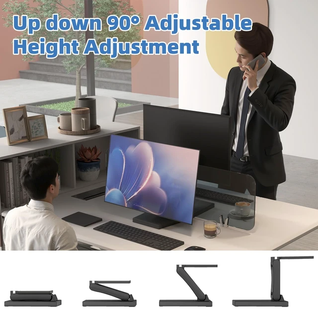 Alt view image 5 of 7 - Adjustable Metal Folding Monitor Bracket for Touch Screen with VESA Hole | Desk Mount 75x75mm&100x100mm VESA Hole All in Single PC Stand Foldable(Black)
