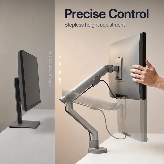 Alt view image 4 of 7 - Flexi Pro Monitor Arm Monitor Mount for Desks (up to 40" & 11 kg) Curved, Heavy Duty, Spring-Assisted, Height-Adjustable & Fully Articulated VESA 75/100, Slim Aluminum Design Space Grey
