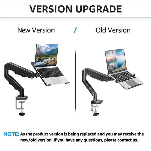 Alt view image 6 of 7 - Laptop Arm Mount for Desk, Fits Max 17" Notebook and 32" Monitors | 2 in 1 Function Monitor Laptop Stand Holds up to 22lbs, Aluminum Single Monitor Holder with Adjustable Tray