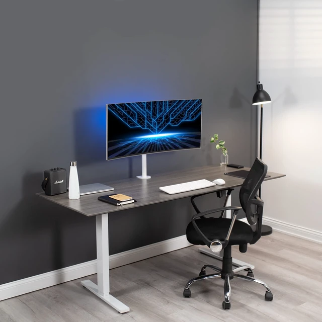 Alt view image 7 of 7 - Single 13 to 38 inch LCD Monitor Heavy Duty Desk Mount Stand, Holds 1 Standard to Ultrawide Screen up to 38 inches, White, STAND-V001CW