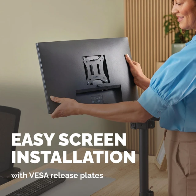 Alt view image 6 of 7 - Everyday Adjustable Single Monitor Arm Supports Screens up to 32" Weighing 19.84 lbs, Tilt, Swivel, Rotate, VESA 75/100, Clamp or Grommet Mount, Cable Management