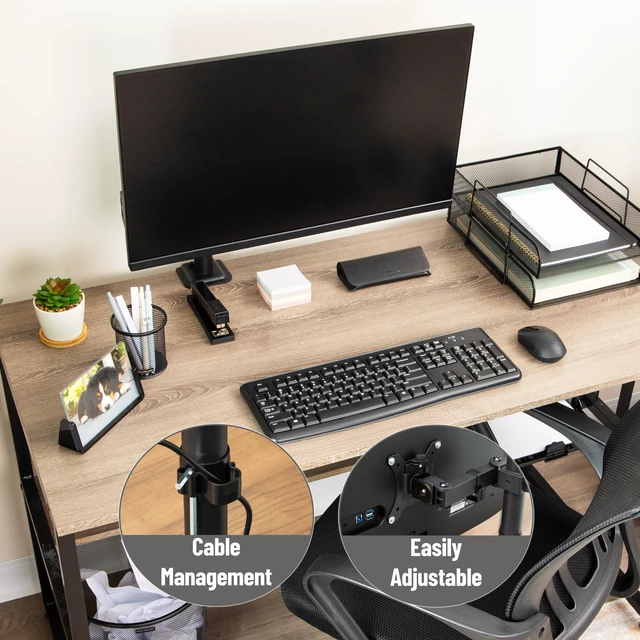 Alt view image 6 of 7 - Single Monitor Desk Mount for 1332 Inch Screens, Adjustable Arm with 180° Rotation, ±90° Swivel, ±45° Tilt, VESA 75x75/100x100, Integrated Cable Management, Up to 17.6 lbs Load, Black