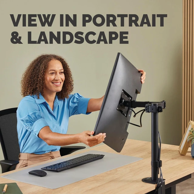 Alt view image 4 of 7 - Everyday Adjustable Single Monitor Arm Supports Screens up to 32" Weighing 19.84 lbs, Tilt, Swivel, Rotate, VESA 75/100, Clamp or Grommet Mount, Cable Management